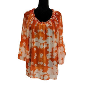 Forgotten Grace Women's Sheer Blouse - Size Large - Bell Sleeves